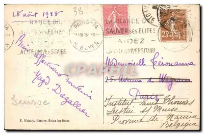 Hospicjum Grande Saint-Bernard — Jezioro i Statua — J. J. 8925 — Rewers