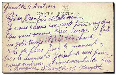 Grenoble — O rio Isère e a Cadeia dos Alpes — Impressão B.F.O. n°10 — Verso