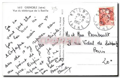 Grenoble (Isère) — Widok z teleferyku Bastille — Wydawnictwo Claudy, nr 30 — Rewers