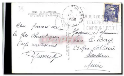 A antiga Chartreuse de Curière — na estrada da Charmette — Éditions J. Gellard — Verso