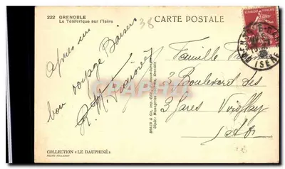 Grenoble — O Teleférico sobre a Isère — Braun & Cie, Imp.-Edit. Messagerie-Photographique, Grenoble — Verso