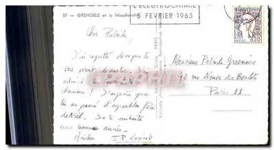 Grenoble — vista aérea com teleférico — Edições Du Globe, Paris — Verso