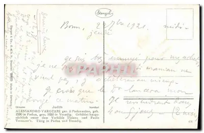 Judith — obraz przypisywany Alessandro Varotari — wydane przez Stengel & Co. Dresza — Rewers