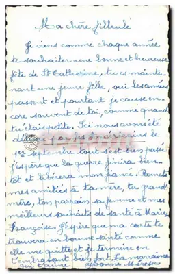 Lachende jonge meisje — versiering van kant en bloemen — A. Noter n°3652 — Achterkant