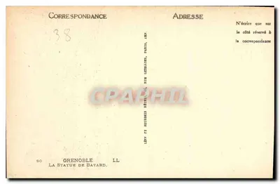 Statua Bayarda w Grenoble — wydawca Lévèque & Neuchâtain, n° 90 — Rewers