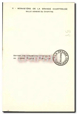 Klasztor Grande Chartreuse — Dodatkowa sala kapituły — Édition des Monuments Historiques — Rewers