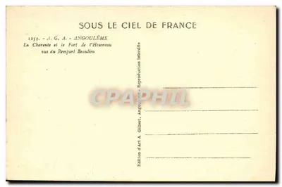 Angoulême — A Charente e o Porto do Houmeau vistos do Rempart Beaulieu — Edição de Arte A. Gilbert — Verso
