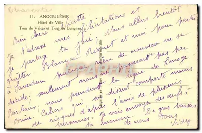 Angoulême — Hotel Miasta i Wieża Lusignan — Wydawca nieznany — Rewers