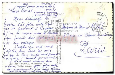 Casa de madeira e pedra — Cognac — Edições Cognac « Charente » — Verso