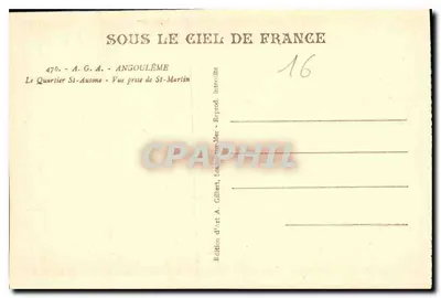 Angoulême — Dzielnica St-Ausone — Widok z St-Martin — Wydawnictwo A. Gilbert — Rewers