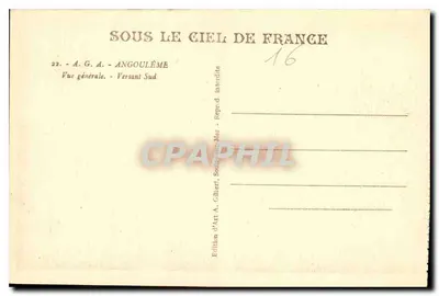 Angoulême — Widok ogólny — Strona południowa — Wydawnictwo Artystyczne A. Gilber, Soula-sur-Mar — Rewers
