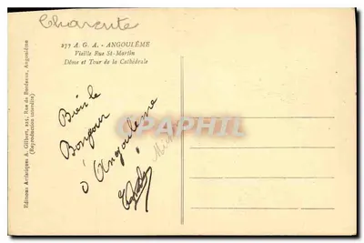 Widok na Starej ulicy św. Martyna w Angoulême — Wydawnictwo A. Gilbert, Angoulême — Rewers
