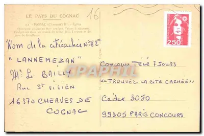 Kościół w Passac — czterdzieści wydrążonych drewnianych ławek — Wydawca: Le Pays du Cognac, nr 152 — Rewers