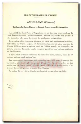 Angoulême (Charente) — Cattedrale di San Pietro (Facciata Ovest prima della Restaurazione) — Collezione della Soluzione Pautaubege, 5a Serie — Verso