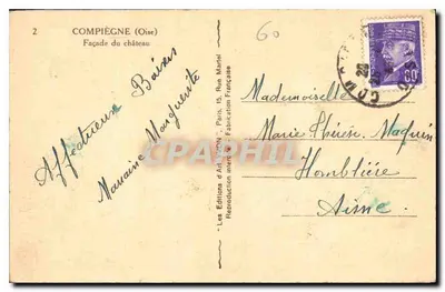 Compiègne (Oise) — Fachada do castelo — Les Éditions d'Art Yvon, n°2 — Verso