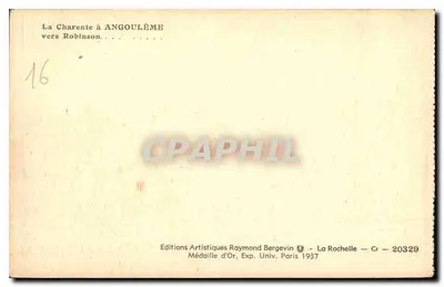 La Charente em Angoulême — perto de Robinson — Éditions Artistiques Raymond Bergevin — Verso
