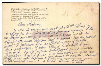 Cognac — Kasteel van Koning Frans I — Balcon met medailles en wapens — Achterkant