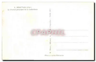 Beauvais (Oise) — Główne wejście katedry — G. Réant, wydawca — Rewers