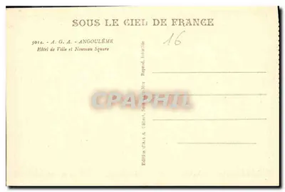 Castelo de Angoulême — Hotel de Ville e Novo Square — Edição A. G. A. - Angoulême — Verso