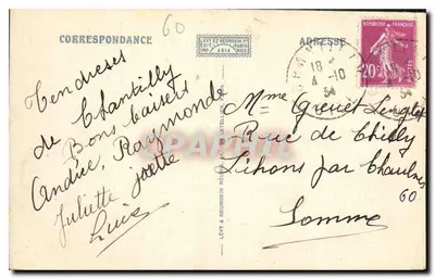 Castelo de Chantilly — Lado Leste — Editor Ellen, n° 126 — Verso