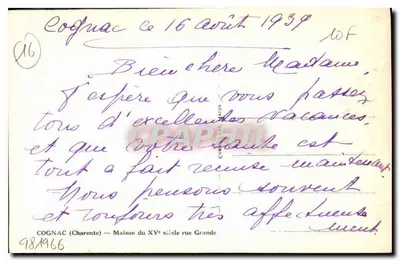 Cognac — Dom z XV wieku na ulicy Grande — Cim — Rewers