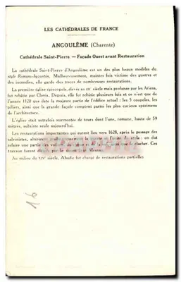 Angoulême (Charente) — Katedra św. Piotra (Façada zachodnia przed restauracją) — Kolekcja Solution Pautauberge — Rewers