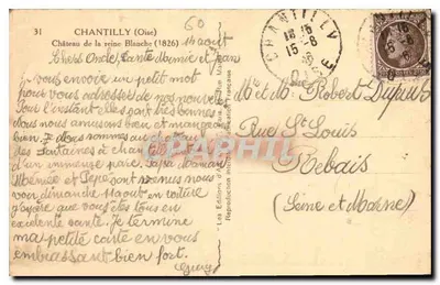 Zamek Królowej Białej — Chantilly (Oise) — Les Éditions Françaises, nr 31 — Rewers