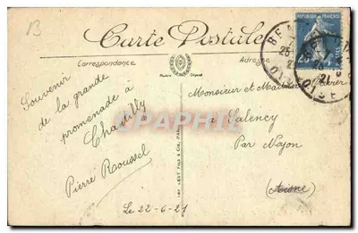 Castelo de Chantilly — A Facha Nordeste — LL. — Imp. Levy Fils & Cie, Paris — Verso
