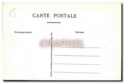 Pierrefonds — Widok na kościoł i zamek — J. Bourgogne, wydawca, Château Thierry — Rewers