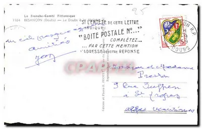 Paisagem fluvial com barragem — A Franche-Comté Pittoresca — Edição F. PROFFET — Verso