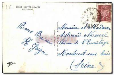 Zamek w Montbéliard — wydawnictwo La Cigogne, Trésibourg — nr 25 — Rewers