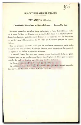 BESANÇON (Doubs) — Katedra Świętego Jana i Świętego Etienne (Zespół Południowy) — Kolekcja Solution Paulauerge — Rewers
