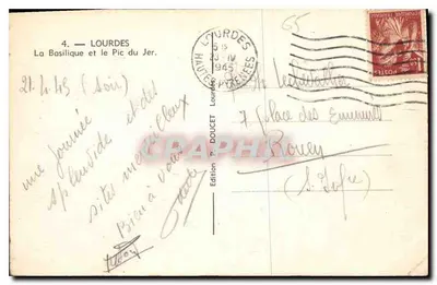 Lourdes — Bazylika i Pic du Jer — Édition P. Doucet — Rewers