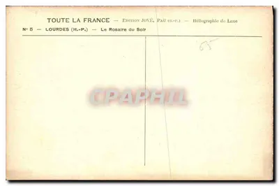 Lourdes — Widok wieczornego różańca — Wydawnictwo JOVÉ, Pau (B.-P.) — Rewers