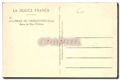 Statua Ducha Orleanu — Zamek Pierrefonds (Oise) — Les Éditions d'Art VVO, Paryż — Rewers