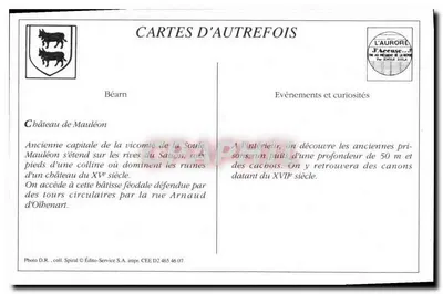 Mauléon (B.P.) - Entrada do Castelo-Forte — Cartas de Outrora, editor L'Aurore — Verso