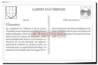 Chambéry — Praça do Hotel de Ville — La Savoie Littéraire 161 — Verso