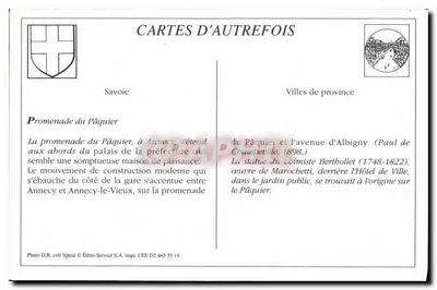 Annecy — La Promenade du Paquier y la Prefectura — Ed. especial — Reverso