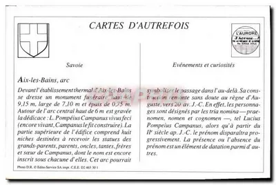 Aix-les-bains - Arc de Campanus — Wydawca L'Aurore, n° D2 465 30 1 — Rewers