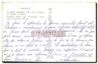 Nancy — Plac Stanisława, Arc de Triomphe i Katedra św. Épvre — Wydawca Etel — Rewers