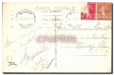Vichy — Kasyno widziane z ogrodu — Wyd. La Cigogne, pl. Hôtel-de-Ville, Vichy, nr 313 — Rewers
