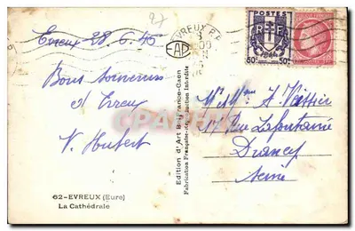 Catedral de Évreux — Évreux — Edição de Arte Francesa-Reprodução Proibida — Verso