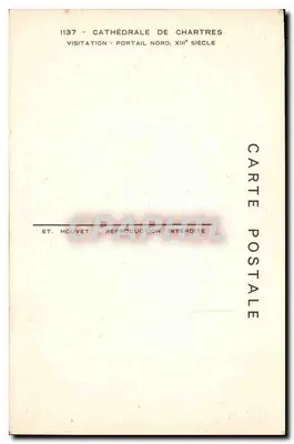 Dwie figury świętych na portalu północnym katedry w Chartres — Wydawca HOUVET, n° 1137 — Rewers