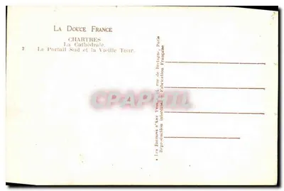 Chartres — Katedra, Portal Południowy i Stara Wieża — Les Éditions d'Art Yvon, Paryż — Rewers