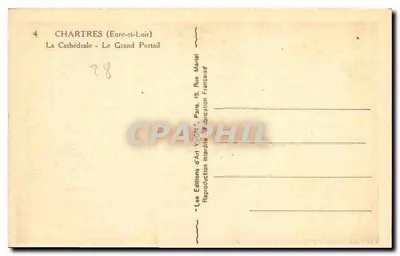 Chartres (Eure-et-Loir) — A Catedral — O Grande Portal — Les Éditions d'Art YON — Verso