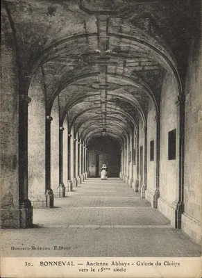 Bonneval — Antiga Abadia — Galeria do Claustro por volta do século XV