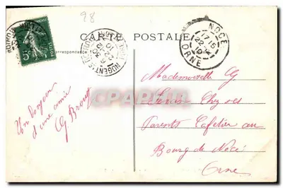 Nogent-le-Rotrou — Interior da Igreja de São Hilário — Edit. Jules Renoult n°372 — Verso
