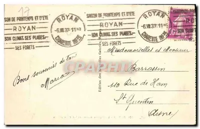 Royan - O Square Botton e as duas Jetées — Edição das Novas Galerias, n°231 — Verso