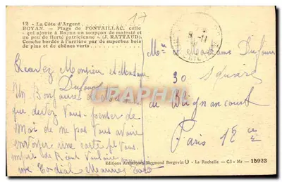 Brzeg Argentu — Royan — Plaża Pontaillac — Wydawnictwo Artystyczne Raymond Bergevin — Rewers