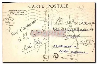 L'Église du XIIe siècle — Abside et absidiole Sud-Est — Photo Ménard, Royan — Verso